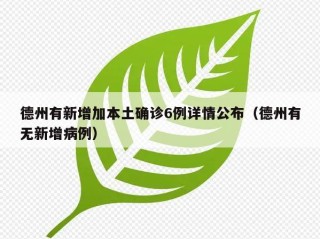 德州有新增加本土确诊6例详情公布（德州有无新增病例）